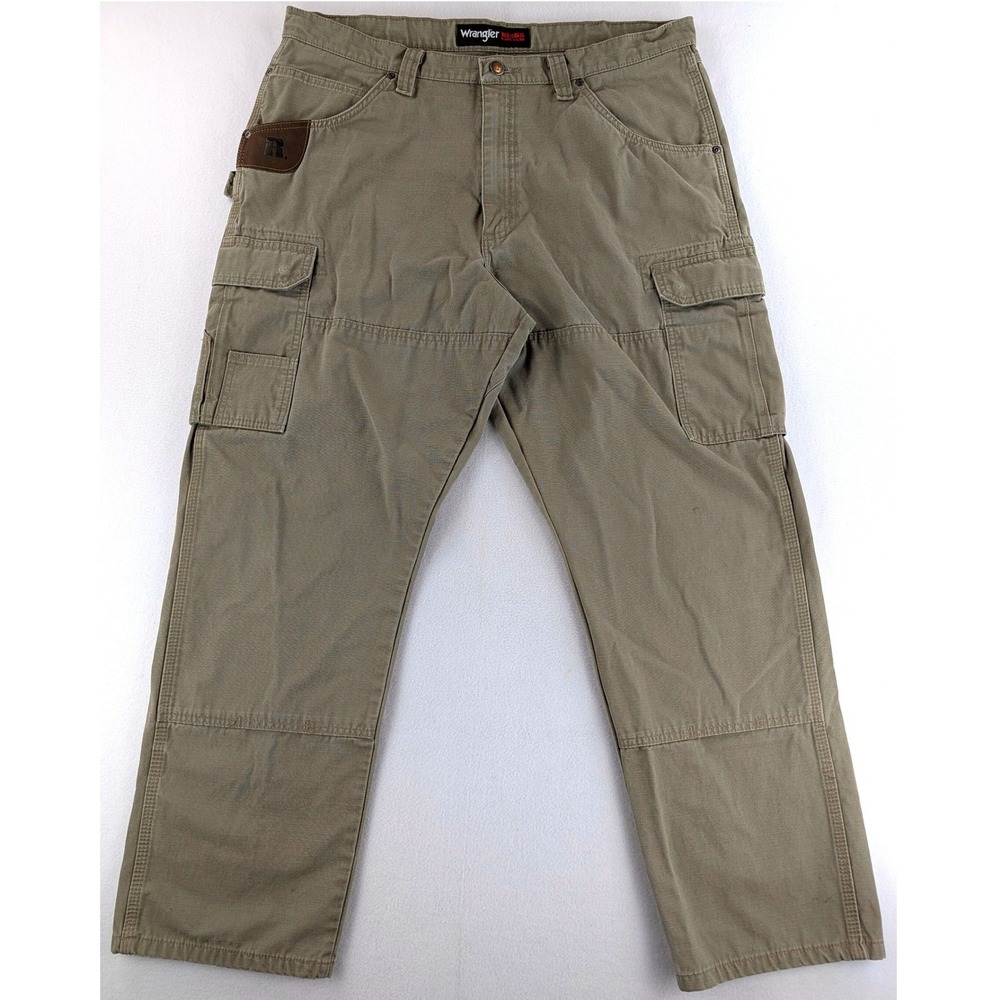 Wrangler RIGGS Workwear Mens 38x32 Tan Ripstop Cargo Pants 3W060BR